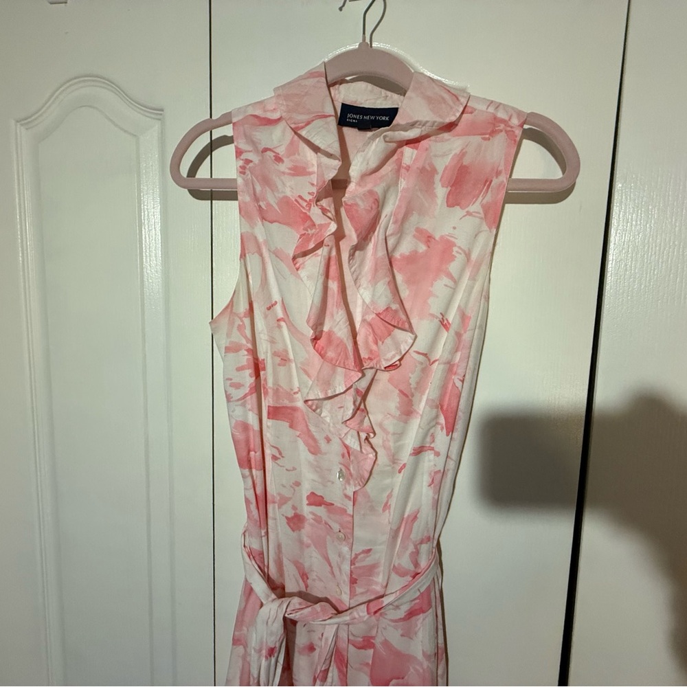 Jones New York Pink and White Midi Dress